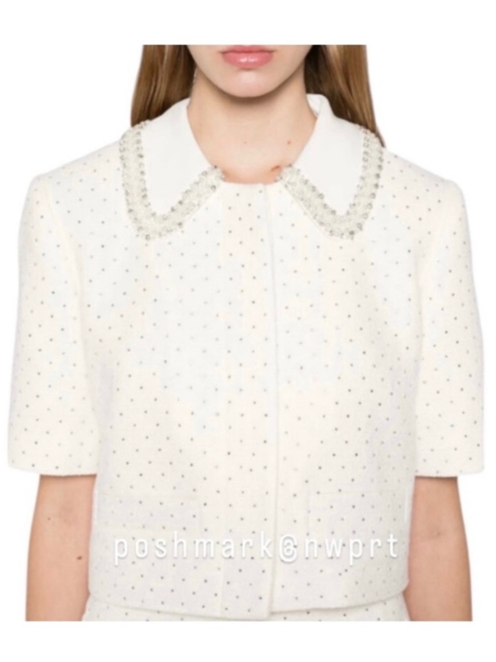 NWT ✨ SANDRO Paris Lahavane Rhinestone Crop Blazer Jacket Blouse Top 34 0 XS - Picture 14 of 14